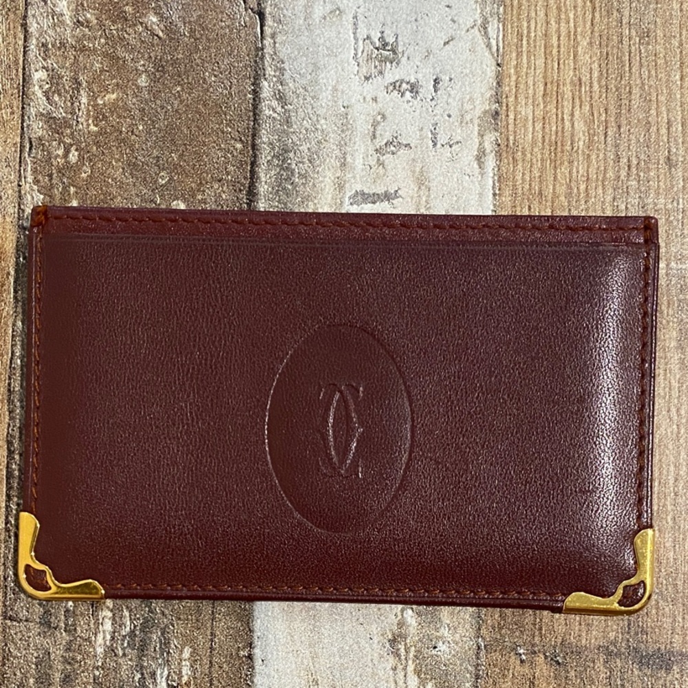 Cartier Card Holder with Gold Corner Accents